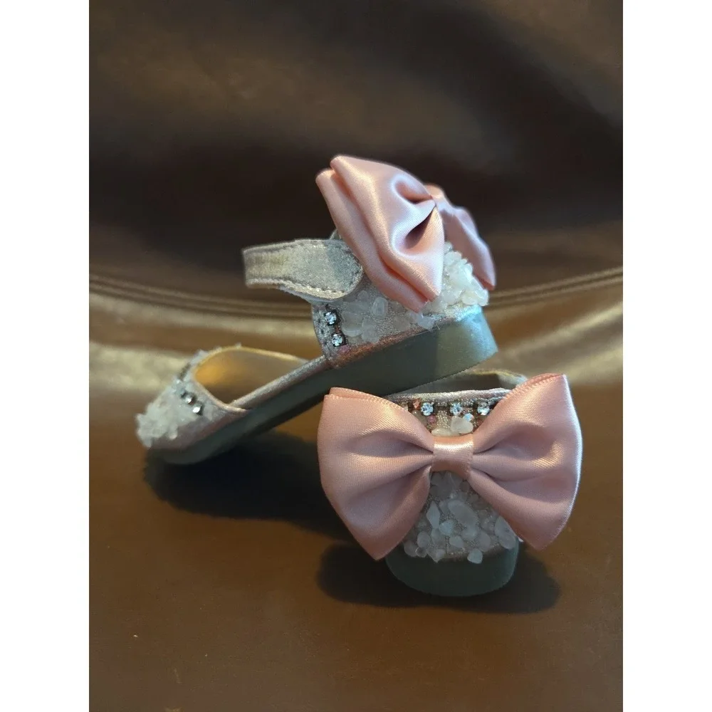 DINGDXIAOX‎ RIBBON GLITTER Pink BABY TODDLER SHOES SANDALS Size 6.5 US 22 EUR